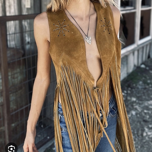 Vintage suede fringe vest - Picture 1 of 6